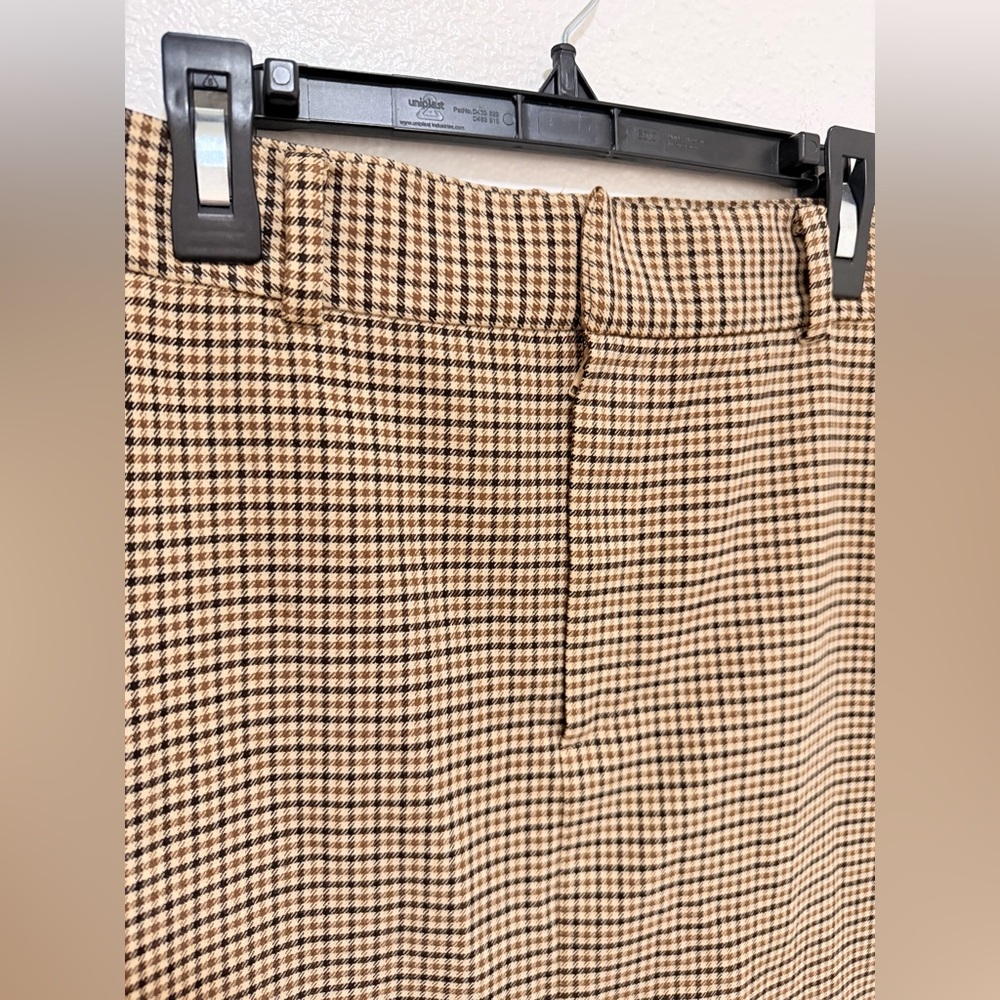 Zara High-Waisted Houndstooth Midi Skirt with Front Slit - Size Small - Picture 4 of 5